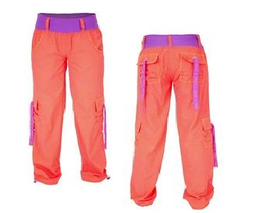zumba-fusion-cargo-ii-pants-hot-coral-orange-purple-dance-zumbawear-small